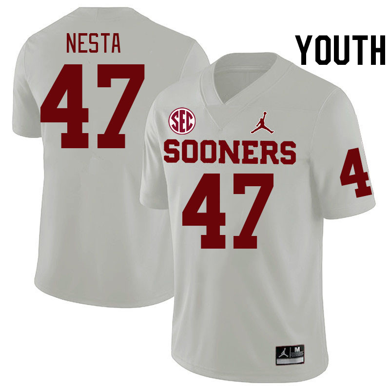 Youth #47 James Nesta Oklahoma Sooners 2024 SEC Conference College Football Jerseys-White